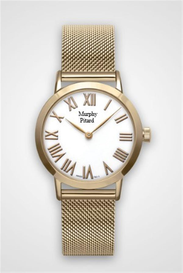 Murphy Pitard Signature Yellow Stainless Steel Mesh Watch - Case Size 30 MM