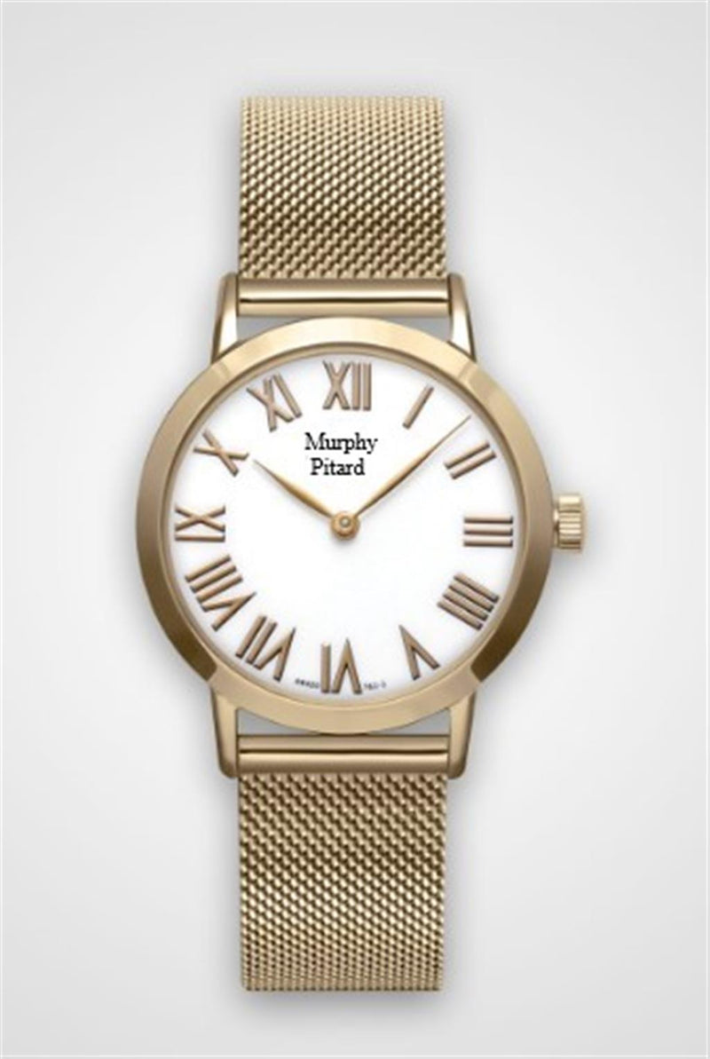 Murphy Pitard Signature Yellow Stainless Steel Mesh Watch - Case Size 30 MM