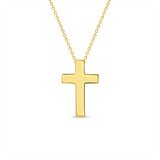 14K Yellow Gold Star Cutout Cross Necklace For Children - 16 Inch