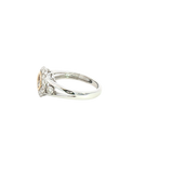 Elegant & Trendy 14K White & Yelow Gold 0.61 Carats Diamond Halo Ring