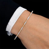 Sophisticated & Timeless Diamond Bracelets 14K Gold & Titanium Yellow Ribbed & Diamond Flexible Bangle Bracelet - 0.46 CTW, Size 6.75 Inch