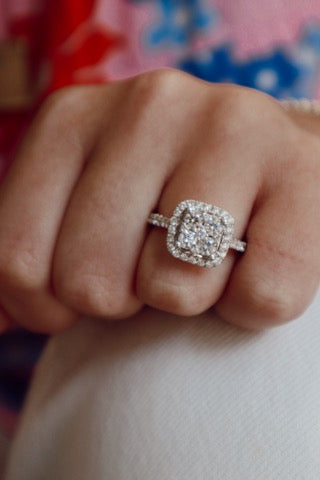 White 14 Karat Gold 1.49 Carats Diamond Halo Engagement Ring