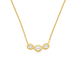 Elegant Diamond Necklaces 14K Yellow Gold Three Stone Oval Shaped 0.38 Carats Diamond Necklace - 18 Inch