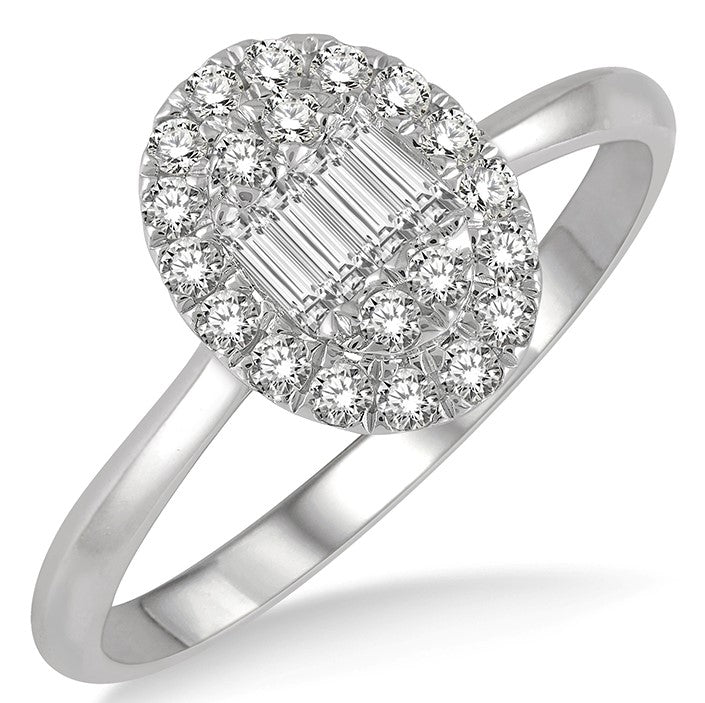 White 14 Karat Gold 0.25 Carats Diamond Halo Ring