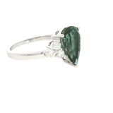 Bold & Elegant 18K White Gold Pear Cut 2.61 Carats Green Tourmaline & 0.39 Carats Diamond Ring