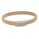 18K Yellow Gold 0.56 Carats Diamond Ribbed Flex Bangle Bracelet - 7.5 Inch