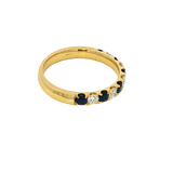 Bold & Elegant 18K Yellow Gold 0.50 Carats Blue Sapphire & 0.36 Carats Diamond Stackable Band