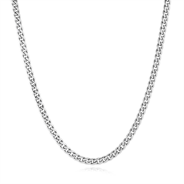 White Stainless Steel 4.6mm Curb Chain, Length 22 Inch