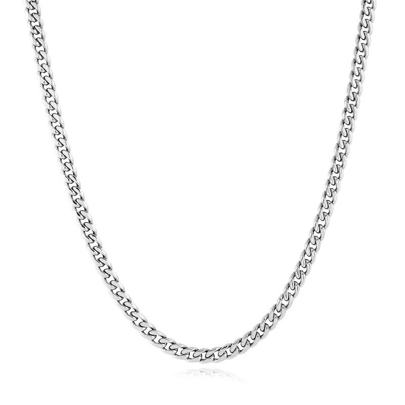 White Stainless Steel 4.6mm Curb Chain, Length 22 Inch
