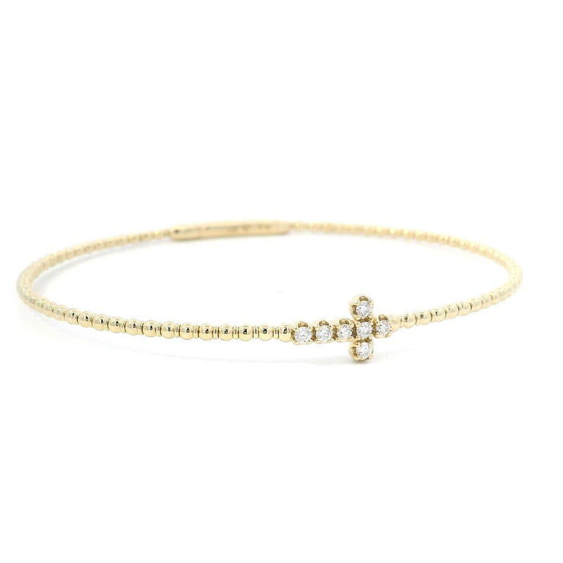 Sophisticated & Timeless Diamond Bracelets 14K Gold Yellow & Titanium Flexible Bangle Bracelet - 0.15 CTW, Size 6.75 Inch