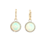Vibrant Color Stone 14K Yellow & White Gold 4.92 Carats Opals & 0.34 Carats Diamond Halo Dangle Earrings