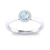 White 10 Karat Gold 0.22 Carats Aquamarine & 0.05 Carats Diamond Halo Ring