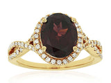 Bold & Elegant 14K Yellow Gold 2.75 Carats Oval Cut Garnet & 0.30 Carats Diamond Halo Ring