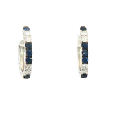 Vibrant Color Stone 14K Gold White 0.32 Carats Sapphires & 0.20 Carats Diamonds Medium Hoop Earrings