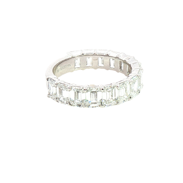Elegant Diamond Bands 14K White Gold 4.64 Carats Emerald Cut Lab Grown Diamond Anniversary Band