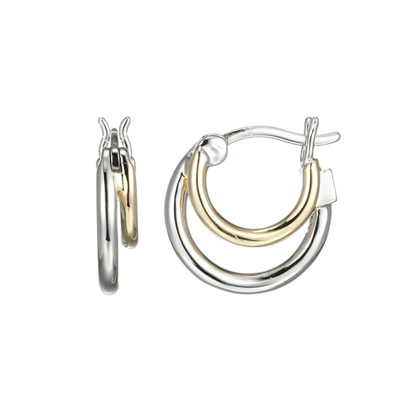 Two-Toned Sterling Silver Small Hoop Earrings