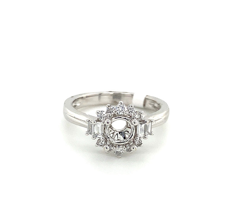 White 18 Karat Gold 0.36 Carats Diamond Halo Semi-Mount Engagement Ring