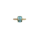 Bold & Elegant 18K Yellow Gold Rectangular Cushion Cut 2.13 Carats Aquamarine & 0.29 Carats Diamond Ring