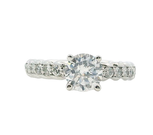 Elegant Diamond Mountings 14K Gold White Diamond Accented Round Engagement Ring - 0.65 Carats Accent Diamonds