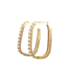 Classic & Contemporary 14K Yellow Gold 0.51 Carats Diamond Medium Oval Hoop Earrings