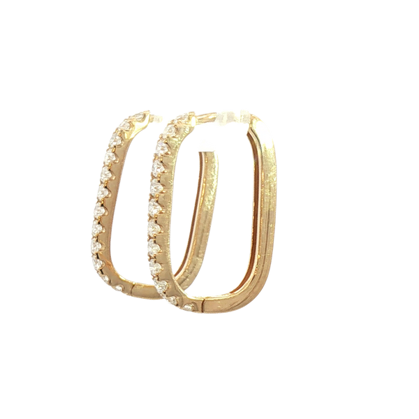 Classic & Contemporary 14K Yellow Gold 0.51 Carats Diamond Medium Oval Hoop Earrings