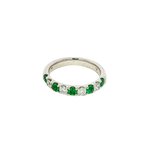 Bold & Elegant 18K White Gold 0.48 Carats Emerald & 0.40 Carats Diamond Stackable Band