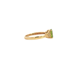 Bold & Elegant 18K Yellow Gold Oval Cut 1.19 Carats Yellowish Green Peridot & 0.07 Carats Diamond Ring