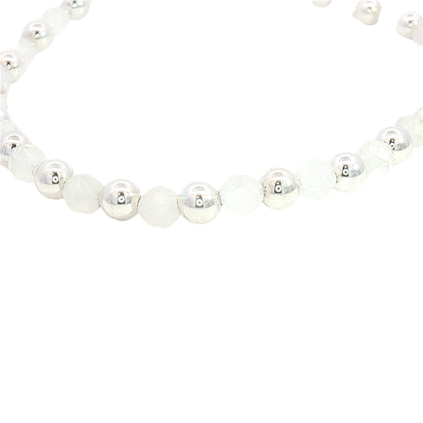 Sterling Silver & Moonstone Bead Bracelet - 7 Inch
