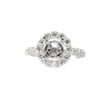 Classic Diamond Semi-Mounts18K White Gold 1.0 Carat Round Halo Diamond Engagement Ring - 0.86 CTW Setting