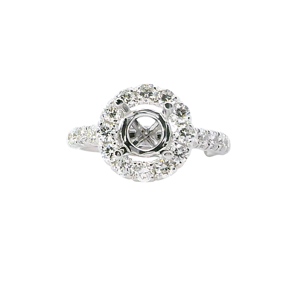 Classic Diamond Semi-Mounts18K White Gold 1.0 Carat Round Halo Diamond Engagement Ring - 0.86 CTW Setting
