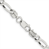 White Sterling Silver Figaro Chain, 22 Inch