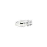 14K White Gold 1.10ctw Diamond Anniversary Band - Five Stone with Halo Design