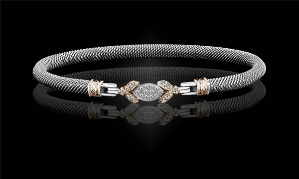 Elegant & Eye Catching Sterling Silver & 14K Yellow Gold 0.40 Carats Lab Grown Diamond Bangle Bracelet, 6.5 Inch