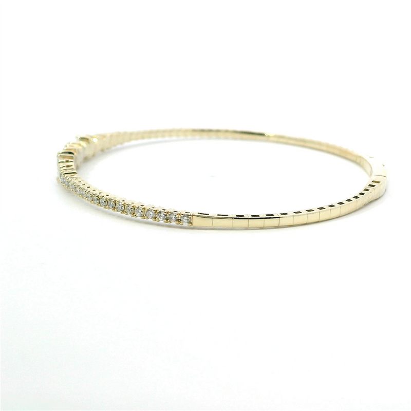 Sophisticated & Timeless Diamond Bracelets 14K Gold Yellow Scatter Shape & Round Diamond Bangle Bracelet - 1.36 CTW, Size 6.75 Inch