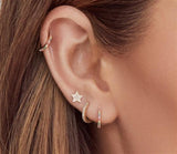 Classic & Contemporary 14K Gold Yellow 0.07 Carats Diamond Huggie Earrings