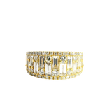 Elegant & Trendy 18K Yellow Gold Round & Baguette 1.98 Carats Diamond Ring