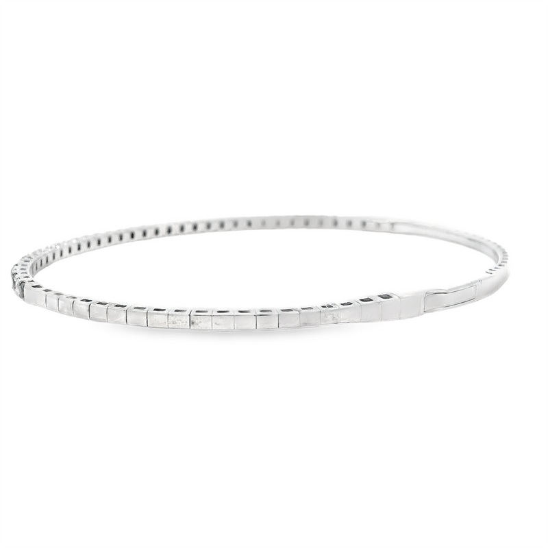 Sophisticated & Timeless Diamond Bracelets 14K Gold White & Titanium Black & White Diamond Flexible Bangle Bracelet - 1.01 CTW, Size 6.75 Inch