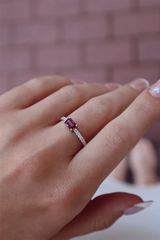 Bold & Elegant 14K White Gold Stackable  0.76 Carats Ruby & 0.20 Carats Diamond Fashion Ring