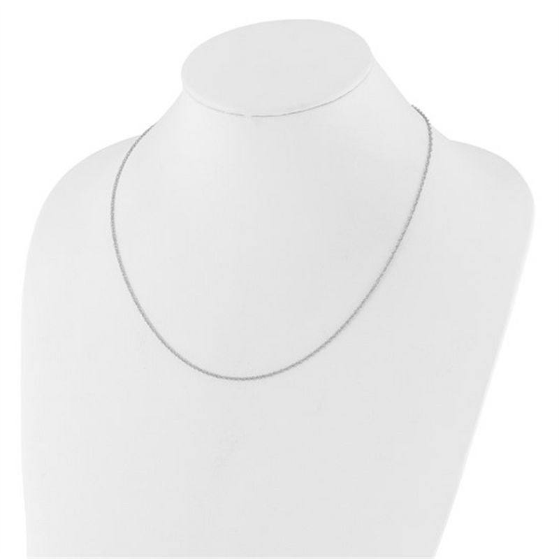 Elegant & Durable Designs 10K Gold White 1.2mm Cable Link Chain, 18 Inch Adjustable