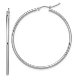 Elegant Precious Metal Earrings 10K Gold White 48MM Medium Hoop Earrings