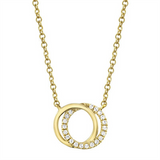 Elegant Diamond Necklaces 14K Yellow Gold 0.07 Carats Diamond Double Knot Necklace - 18 Inch