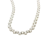 Elegant Diamond Necklaces 18K White Gold 12.23 Carats Diamond Step Design Tennis Necklace - 17 Inch