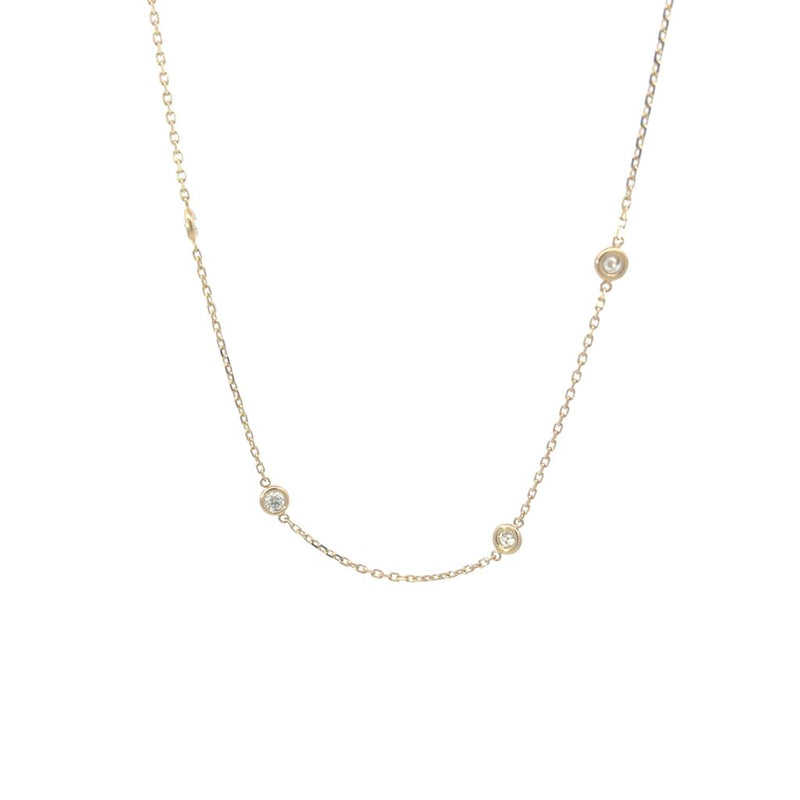 Elegant Diamond Necklaces 14K Gold Yellow 1.00 Carats Diamond Station Necklace - 18 Inch