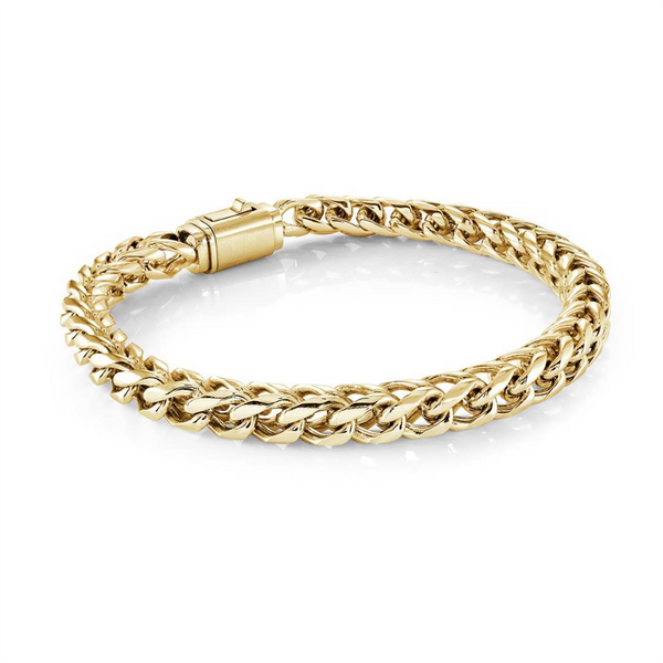 Bold & Stylish Alternative Metal Bracelets Ion Plated Yellow Gold Over Stainless Steel 6.0 MM Franco Link Bracelet - 8.5 Inch