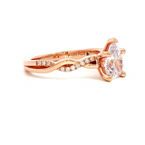 MPJ Exclusive Diamond Mountings 14K Gold Rosé Diamond Accented Pear 1.5 Carats, 8x6 MM Engagement Ring - 0.08 Carats Accent Diamonds