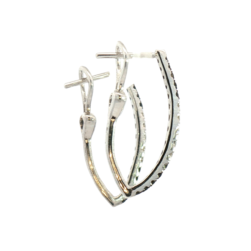 Classic & Contemporary 14K White Gold 0.55 Carats Black & White Diamond Medium Ellipse Hoop Earrings