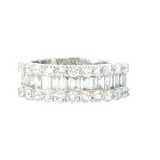 Elegant Diamond Bands 18K White Gold Baguette & Round 1.45 Carats Diamond Band