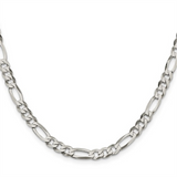 White Sterling Silver Figaro Chain, 22 Inch
