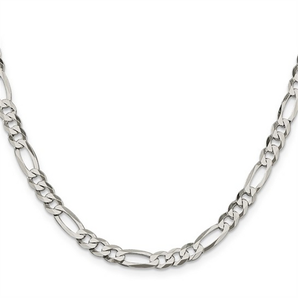 White Sterling Silver Figaro Chain, 22 Inch