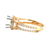 Elegant Diamond Mountings 18K Rosé & White Gold 1.50 Carat round Mounting -  0.87 Carat Baguette & Round Diamonds